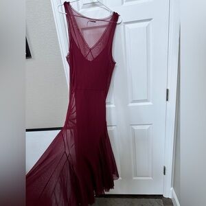 Max studio silk dress maroon